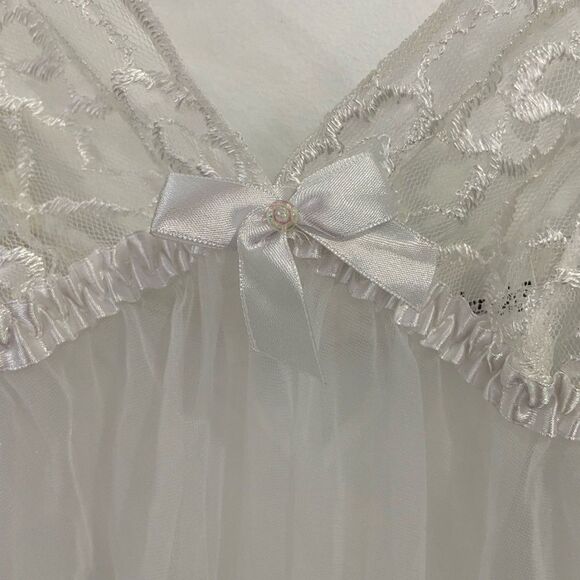 Frederick's Of Hollywood Babydoll Nightie Sheer White Bridal Coquette Medium - Picture 9 of 9